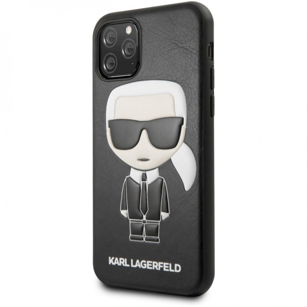 Чехол Lagerfeld для iPhone 11 Pro Max PU Leather Iconik Karl Hard. Цвет: черный