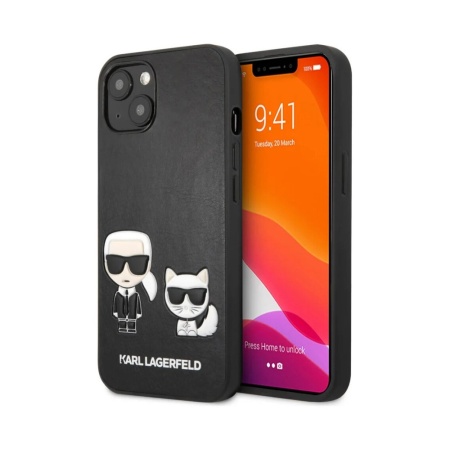 Чехол Lagerfeld для iPhone 13 PU Karl & Choupette Hard. Цвет: чёрный