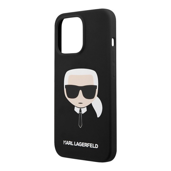 Чехол Lagerfeld для iPhone 13 Pro Max Liquid silicone Karl's Head (Magsafe). Цвет: чёрный