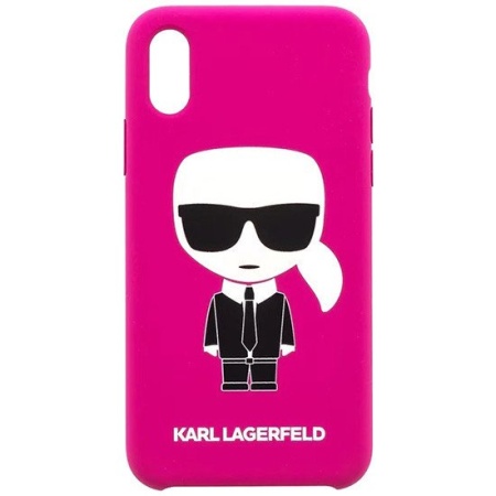 Чехол Lagerfeld для iPhone X/XS Liquid silicone Iconic Karl Hard. Цвет: фуксия
