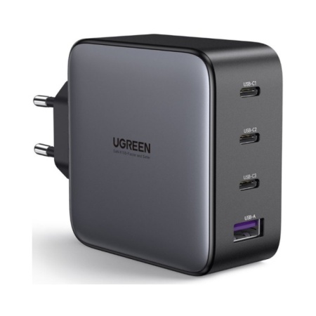 Сетевое зарядное устройство UGREEN USB-A+3*USB-C 100W GaN Tech Fast Charger EU. Цвет: черный 