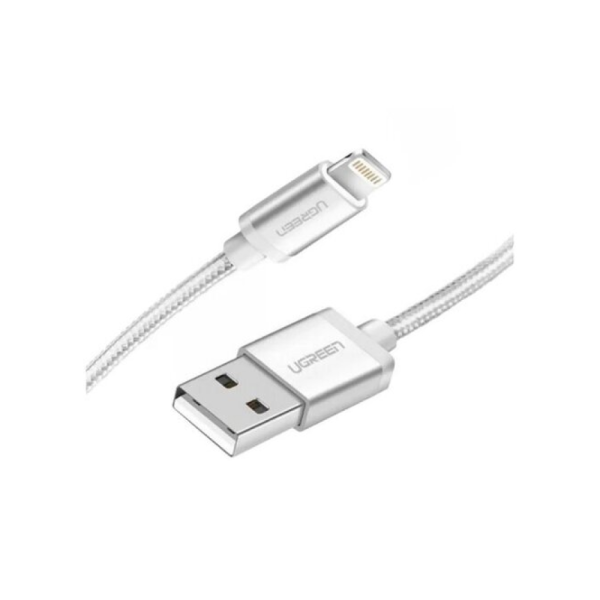 Кабель UGREEN Lightning to USB Cable Alu Case With Braided, 2 м. Цвет: серебристый