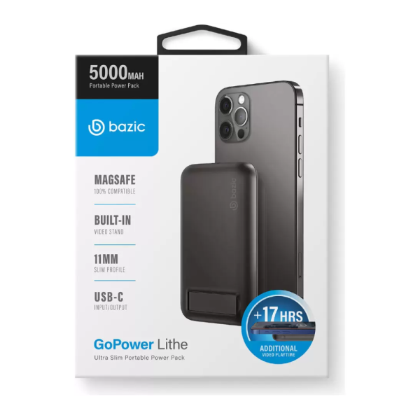 Портативный аккумулятор EnergEA  Bazic GoPower Lithe 5Вт, Magnetic wireless 5Вт,5000mAh. Цвет:чёрный