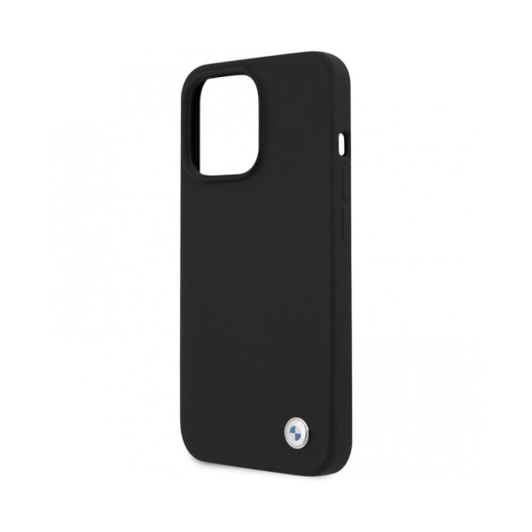 Чехол BMW Signature Liquid silicone Laser logo Hard (Magsafe) для iPhone 13 Pro. Цвет: чёрный