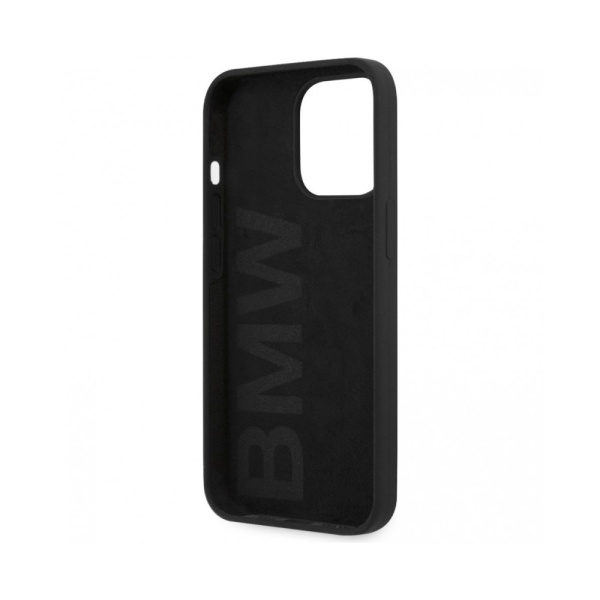 Чехол BMW Signature Liquid silicone Laser logo Hard (Magsafe) для iPhone 13 Pro. Цвет: чёрный