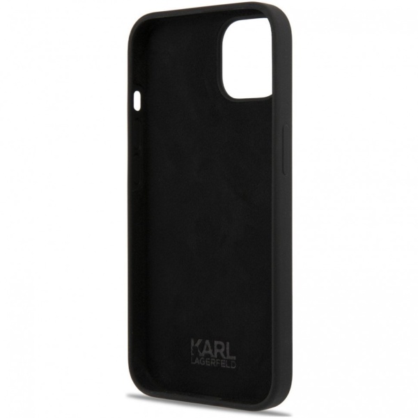 Чехол Lagerfeld для iPhone 13 mini Liquid Silicone Karl & Choupette Hard. Цвет: чёрный