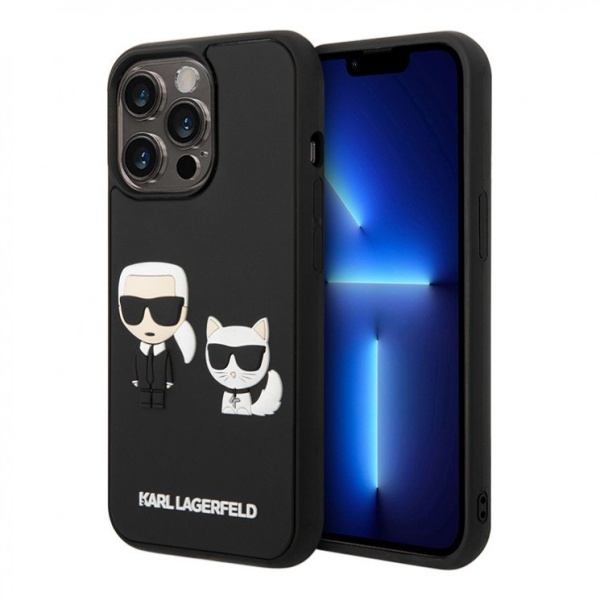 Чехол Lagerfeld для iPhone 14 Pro 3D Rubber Karl & Choupette Hard. Цвет: чёрный