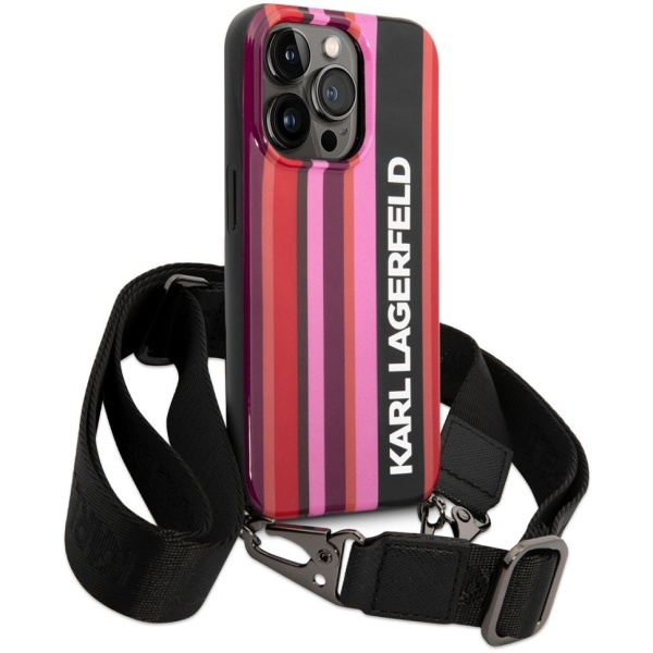 Чехол Lagerfeld для iPhone 14 Pro PC/TPU Choupette body Hard. Цвет: розовый/чёрный