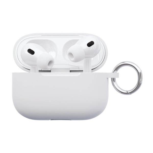 Чехол vlp Soft Touch для AirPods Pro 2, толстый силикон с кольцом. Цвет: белый