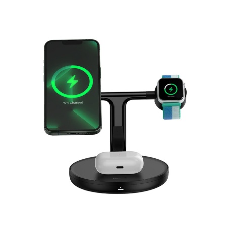 Беспроводное з/у Baseus 3 в 1 Swan Wireless Magnetic Charging Bracket, 20Вт . Цвет: чёрный