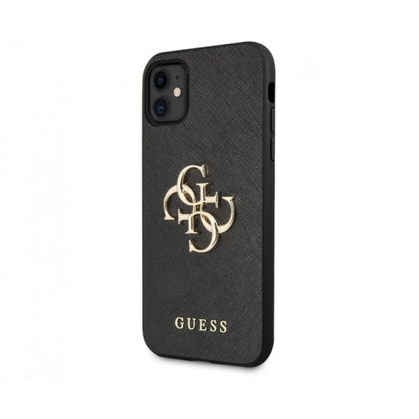 Чехол Guess для iPhone 11 PU Saffiano 4G Big metal logo Hard. Цвет: чёрный