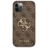 Чехол Guess для iPhone 12/12 Pro PU 4G Big metal logo Hard. Цвет: коричневый
