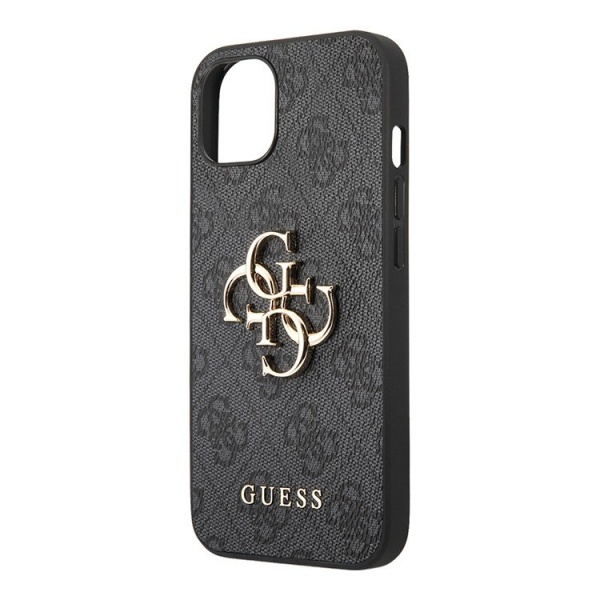 Чехол Guess для iPhone 13 PU 4G Big metal logo Hard. Цвет: серый