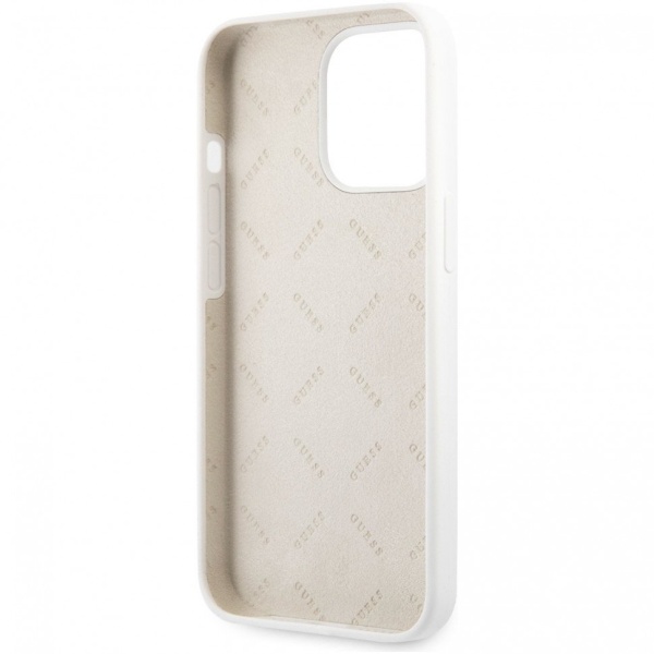 Чехол Guess для iPhone 13 Liquid silicone 4G Big logo Hard. Цвет: белый