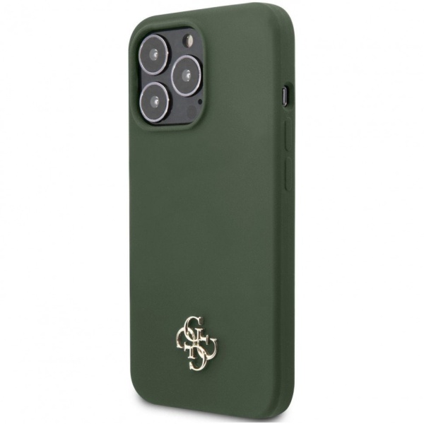 Чехол Guess для iPhone 13 Liquid silicone 4G Small metal logo Hard. Цвет: зелёный