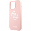 Чехол Guess для iPhone 13 Liquid silicone 4G Small metal logo Hard. Цвет: розовый