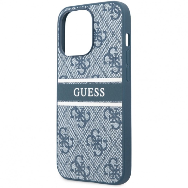 Чехол Guess для iPhone 13 PC/TPU Flower pattern Hard + Hand cord. Цвет: синий