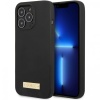 Чехол Guess для iPhone 13 Pro Max Liquid silicone Plate metal logo Hard (MagSafe). Цвет: чёрный