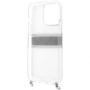 Чехол Guess для iPhone 13 Pro Max PC/TPU 4G Stripe Hard+crossbody chain. Цвет: прозрачный/серебрист.