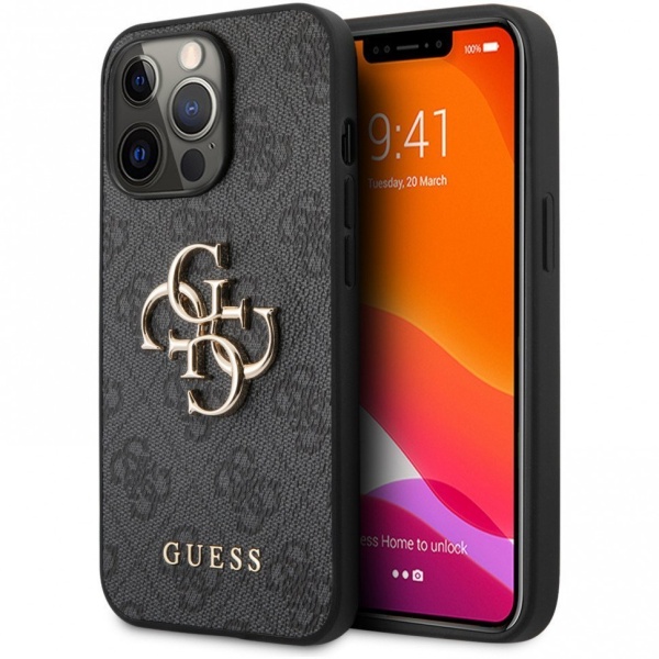 Чехол Guess для iPhone 13 Pro Max PU 4G Big metal logo Hard. Цвет: серый