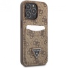 Чехол Guess для iPhone 13 Pro Max PU 4G Double cardslot Metal triangle logo Hard. Цвет: коричневый
