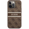 Чехол Guess для iPhone 13 Pro Max PU 4G Stripe printed logo Hard. Цвет: коричневый