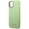 Чехол Guess для iPhone 14 Liquid silicone Gold metal logo Hard. Цвет: зелёный