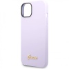 Чехол Guess для iPhone 14 Liquid silicone Gold metal logo Hard. Цвет: фиолетовый