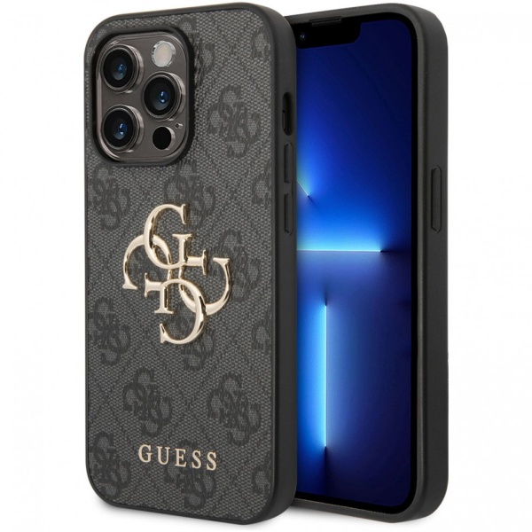 Чехол Guess для iPhone 14 Pro PU 4G Big metal logo Hard. Цвет: серый