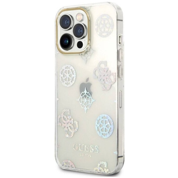 Чехол Guess для iPhone 14 Pro Max PC/TPU Peony glitter Electroplated camera Hard. Цвет: белый