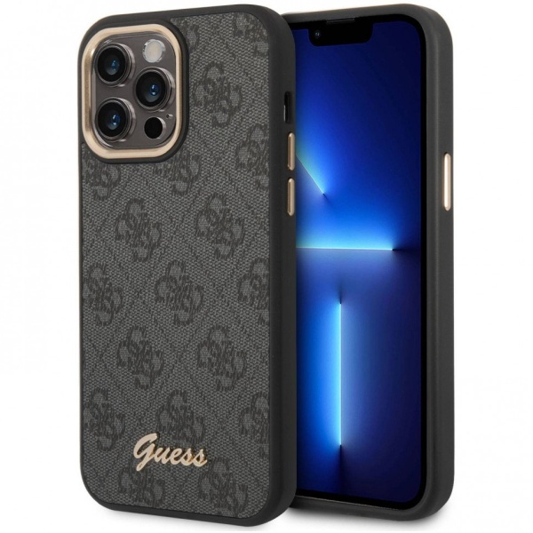 Чехол Guess для iPhone 14 Pro Max PU 4G Script metal logo Hard. Цвет: чёрный