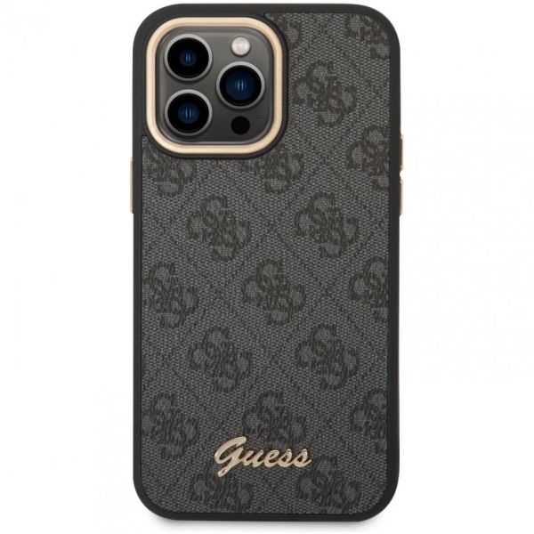 Чехол Guess для iPhone 14 Pro Max PU 4G Script metal logo Hard. Цвет: чёрный