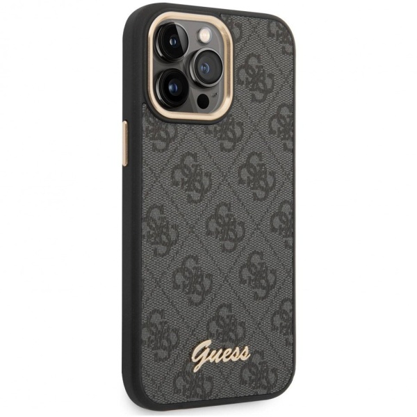 Чехол Guess для iPhone 14 Pro Max PU 4G Script metal logo Hard. Цвет: чёрный