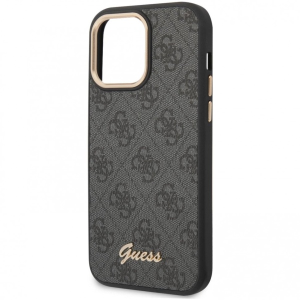 Чехол Guess для iPhone 14 Pro Max PU 4G Script metal logo Hard. Цвет: чёрный