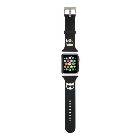 Ремешок силиконовый Lagerfeld Silicone Karl and Choupet heads для Apple Watch 42/44/45. Цвет: чёрный