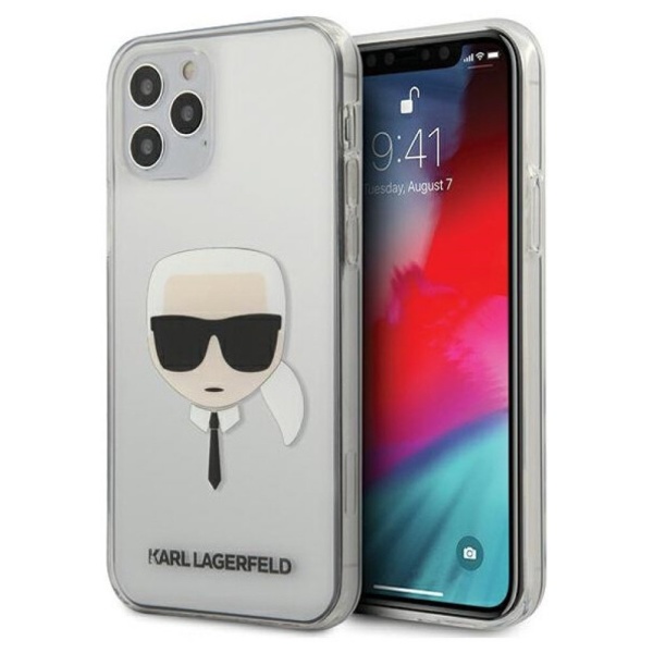 Чехол Lagerfeld для iPhone 12/12 Pro PC/TPU Karl's Head Hard. Цвет: прозрачный