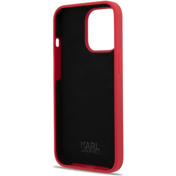 Чехол Lagerfeld для iPhone 13 Pro Max Liquid silicone Choupette Hard (Magsafe). Цвет: красный