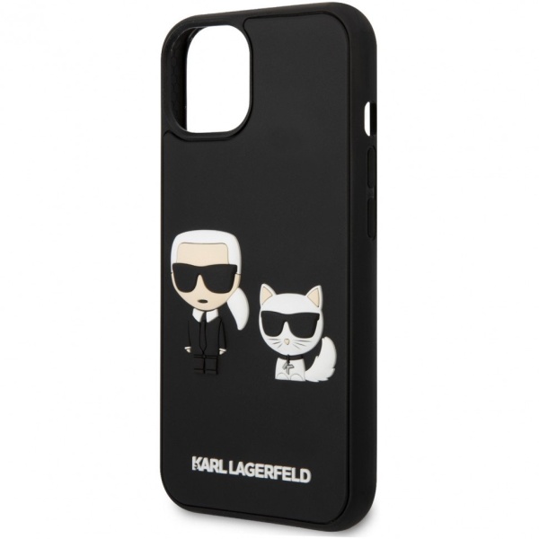 Чехол Lagerfeld для iPhone 14 3D Rubber Karl and Choupette Hard. Цвет: чёрный