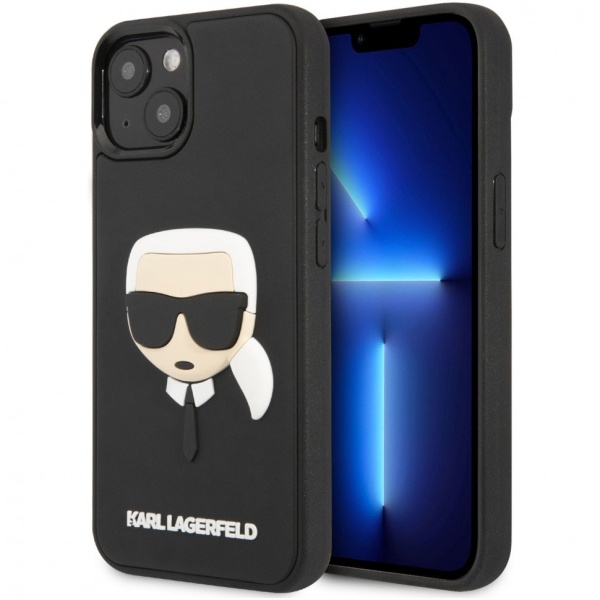 Чехол Lagerfeld для iPhone 14 3D Rubber Karl's head Hard. Цвет: чёрный