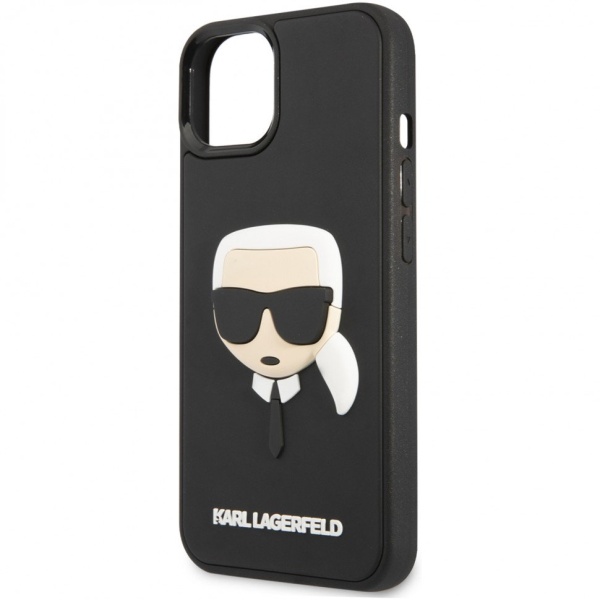 Чехол Lagerfeld для iPhone 14 3D Rubber Karl's head Hard. Цвет: чёрный