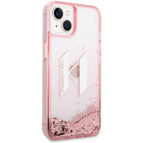 Чехол Lagerfeld для iPhone 14 Liquid silicone Karl's Head Hard (MagSafe). Цвет: розовый