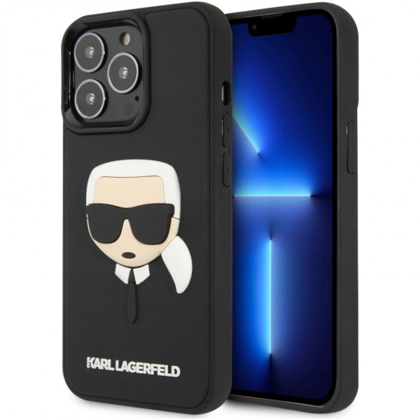 Чехол Lagerfeld для iPhone 14 Pro 3D Rubber Karl's head Hard. Цвет: чёрный