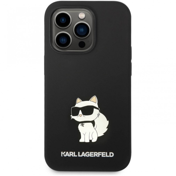 Чехол Lagerfeld для iPhone 14 Pro Liquid silicone NFT Choupette Hard. Цвет: чёрный