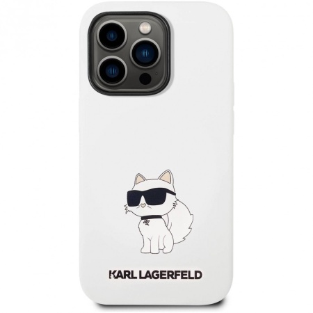 Чехол Lagerfeld для iPhone 14 Pro Liquid silicone NFT Choupette Hard. Цвет: белый