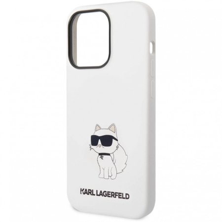 Чехол Lagerfeld для iPhone 14 Pro Liquid silicone NFT Choupette Hard. Цвет: белый