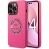 Чехол Lagerfeld для iPhone 14 Pro Liquid glitter RSG logo Hard. Цвет: розовый