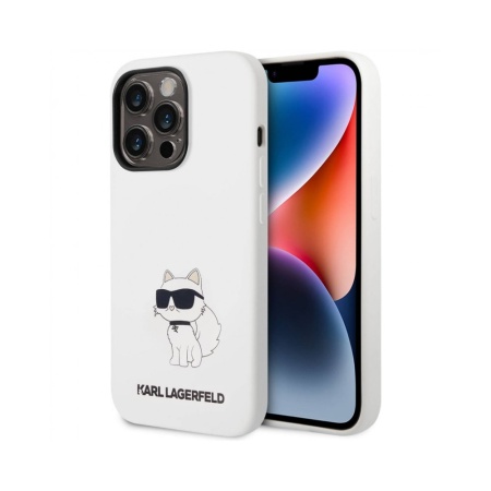 Чехол Lagerfeld для iPhone 14 Pro Max Liquid silicone NFT Choupette Hard. Цвет: белый