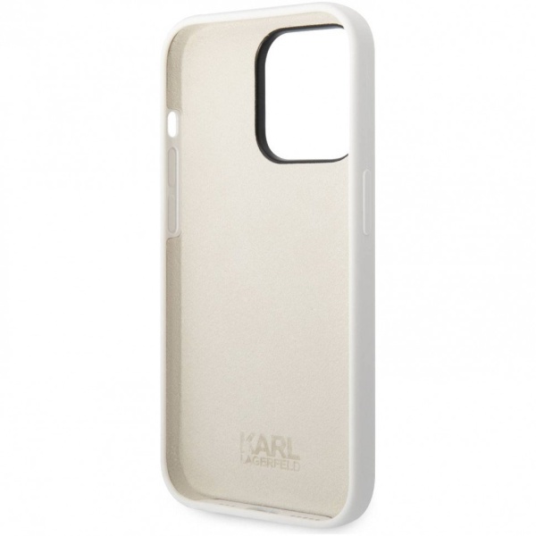 Чехол Lagerfeld для iPhone 14 Pro Max Liquid silicone NFT Choupette Hard (MagSafe). Цвет: белый