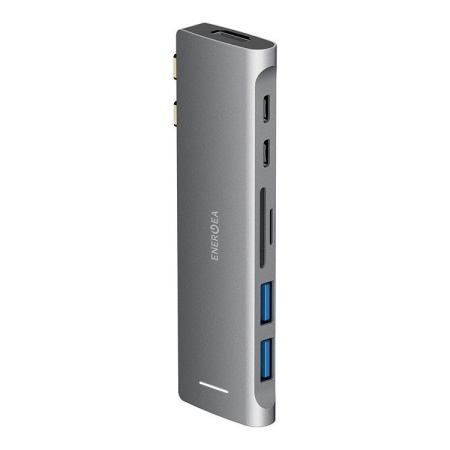 USB-хаб EnergEA AluHUB2 MACPRO 2 USB-C, USB-A, HDMI, SD/Micro SD. Цвет: серый