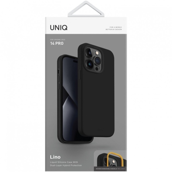 Чехол Uniq LINO для iPhone 14 Pro. Цвет: чёрный